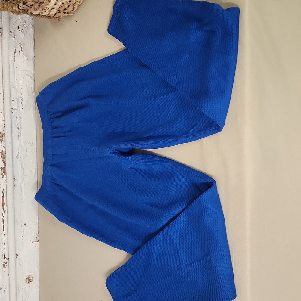 Vibrant Blue 80s Wool Blend Cozy Pants Size Medium Vintage